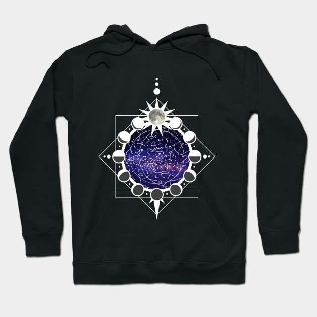 Constellations and Lunar Phases Hoodie by Chocolona